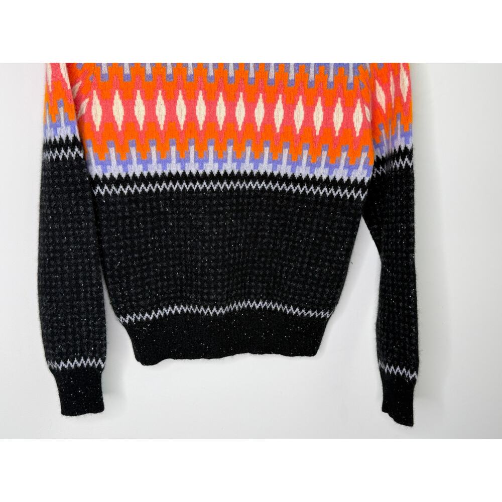 Brodie Cashmere Electric Fairisle Mini Sweater Tinder/Orange/Lavender Womens XS - Picture 8 of 9